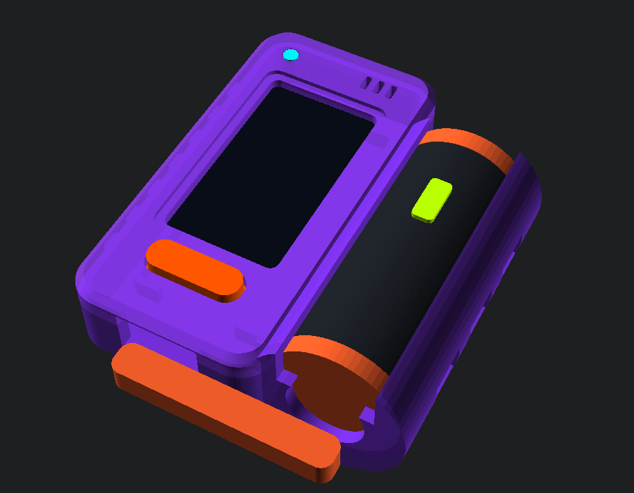 OpenSCAD Pro Purple Case with Battery Dock CAD